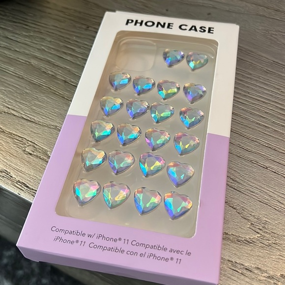 Compatible w/ iPhone 11 SHINY CLEAR / RAINBOW HEART METALLIC PHONE CASE! π€ π€ - Picture 1 of 15